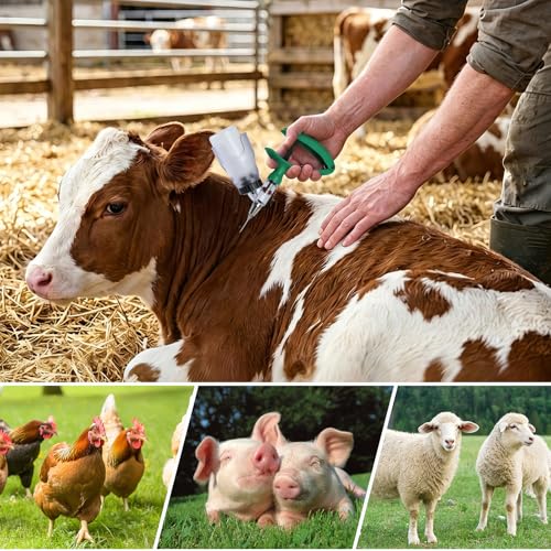 Image of 5ML Livestock Syringe Gun, Automatic Self Refill Injection Gun Continuous Adjustable Bottle Attachment Livestock Animal Syringe with 10 Needles, for Chicken, Duck, Pig, Sheep, Cow Poultry (green)
