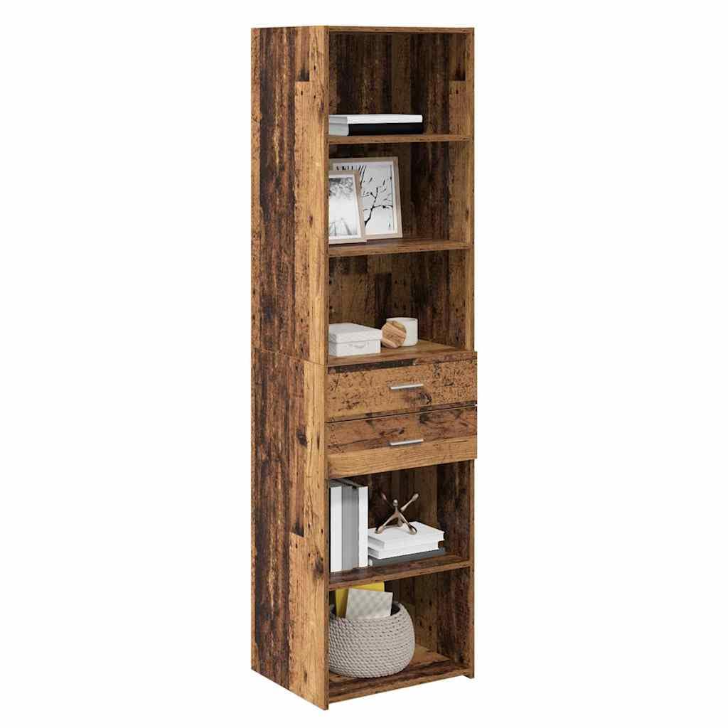 Meuble haut en bois vieilli - 50 x 42,5 x 185 cm - Avec tiroir et porte - Meuble de rangement moderne pour salon, salle à manger, bureau - Avec étagère et étagère - Style maison de campagne