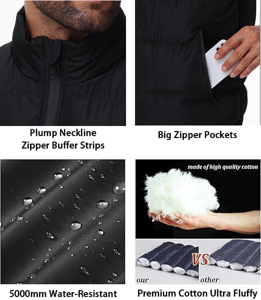 JIHUILAI Men's Puffer Vest Winter Jacket Warm Puffy Vests Men Outdoor Sleeveless Lightweight Water-Resistant Vest M To 5XL - Image 6