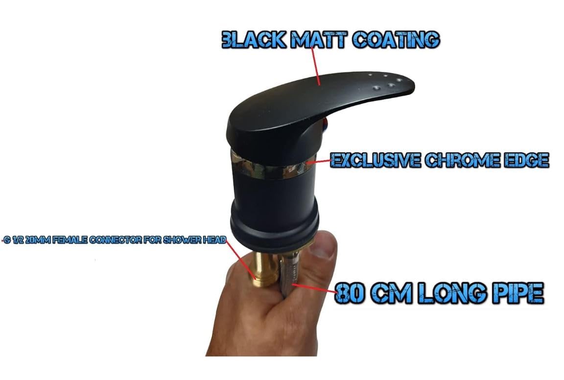 Rubinetto miscelatore per lavabo, con tubi lunghi, per saloni di parrucchiere, facile da montare, per risparmiare manodopera o fai da te (tubi neri da 80 cm)
