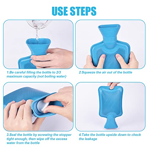 ACWOO Wärmflasche Ohne Bezug, Mini Wärmflasche 1L, Thermoplast Wärmeflasche Sichere und Haltbare Naturkautschuk Bettflasche, Hot Water Bottle für Kinder und Frauen Erwachsene Wärmflaschen Geschenke