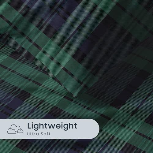 Image of Wake In Cloud - Plaid Comforter Set, Scottish Tartan Check Geometric Modern Pattern Printed, Soft Lightweight Bedding, 3 Pieces, Dark Green, Twin /Twin XL Size