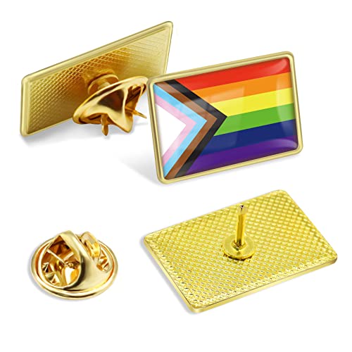 Image of 12 /24 /48 /100 /200 Pcs Inclusive Progress Pride Pin Rainbow Gay Flag LGBT Enamel Progressive Lapel Pins Bulk Decoration for Clothes and Bags Gifts
