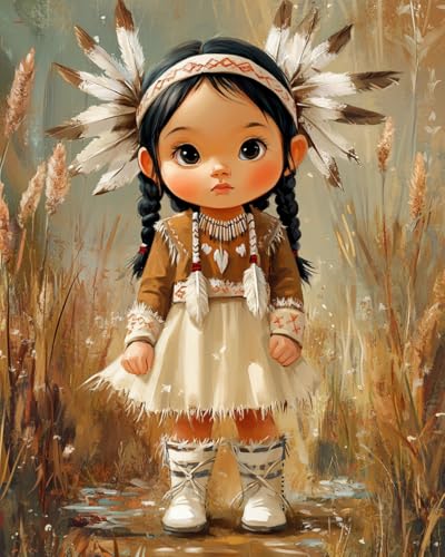 5D Diamond Art Kit Native American Sitting in Grass 12x16