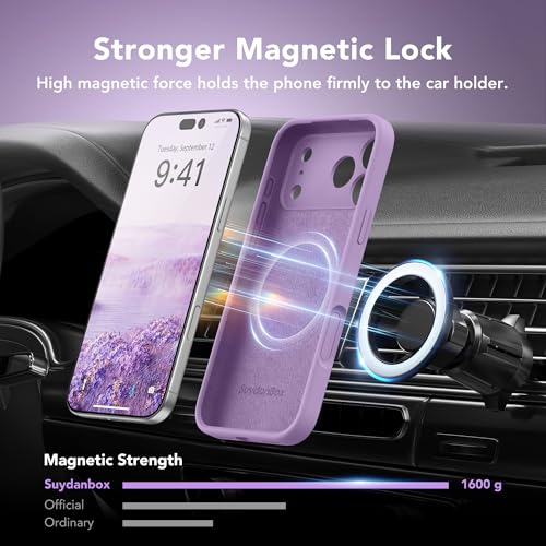 Image of Magnetic for iPhone 17 Pro Max Case, Compatible with MagSafe, [Full Camera Protection][Screen Protector] Silicone Shockproof Protective Phone Case for iPhone 17 Pro Max 6.9 inch, Light Purple