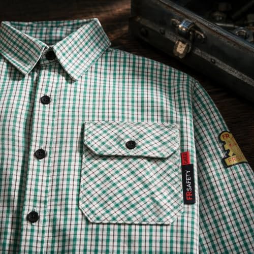 Image of SRsafety Hi Vis FR Shirts for Men,7.0oz Long Sleeve FR Work Shirts,100% Cotton High Visibility Fire Shirt