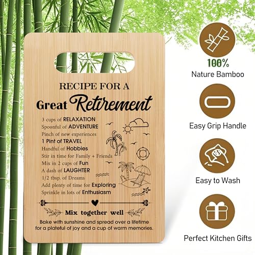 Tabla de Cortar de Bambú Rectangular para Retiro, Regalo Ideal para Mujeres y Hombres, Ideal para Quesos, Frutas, Carnes y Verduras, Decoración para Cocina miniatura 4