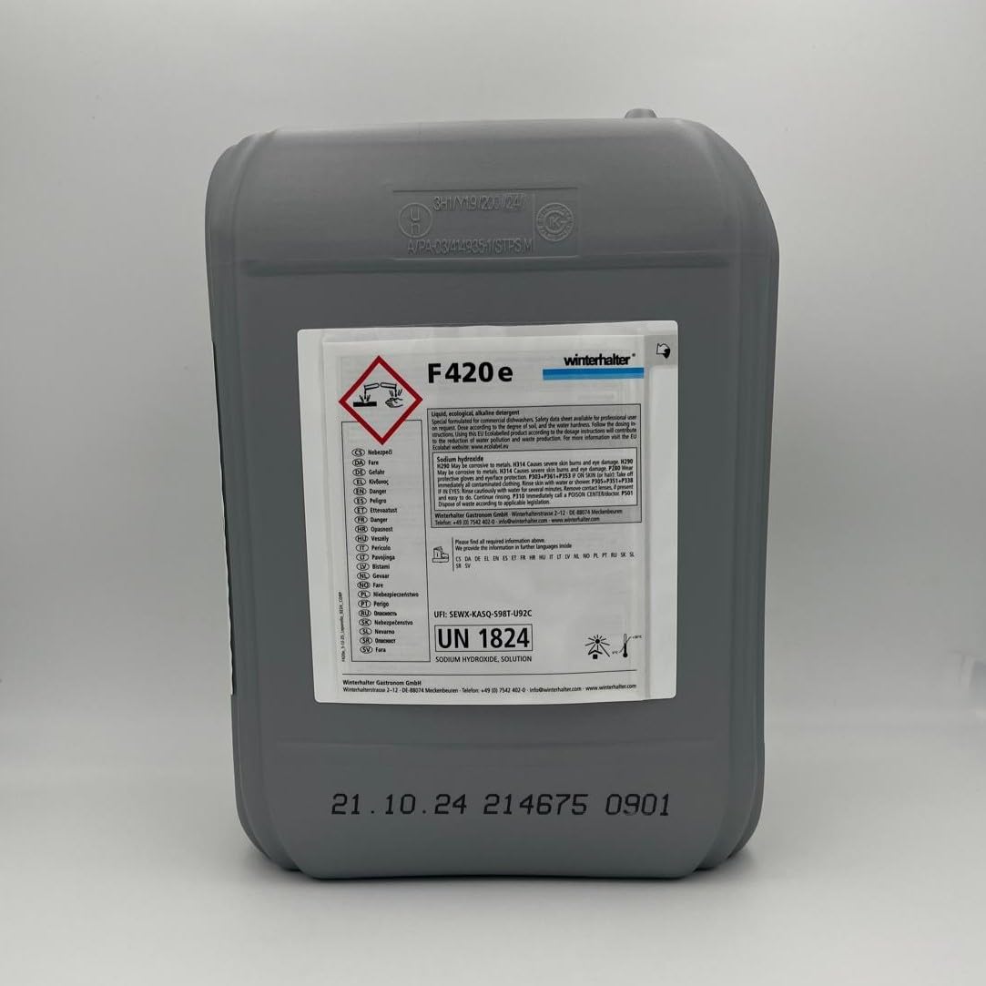 Winterhalter Detergente Professionale Lavastoviglie Industriale - Kit 3 Pezzi (2x F420e Detergente Liquido + 1x B100N Brillantante) - 6.7 L Detersivo Liquido per Ho.Re.Ca.