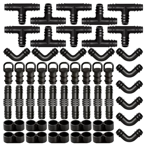 VooGenzek 50 Pièces Raccords d'Irrigation pour Tubes 16mm, Connecteur de Tuyau D'Eau D'Irrigation, Connecteurs Barbelés de Tuyaux pour Système d'Irrigation,...