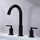 KINGO HOME 3 Hole Matte Black Vanity Bathroom Sink Faucet, Lavatory 2 Handle Widespread Bronze...