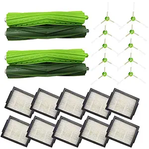 Amyehouse Replacement Parts Kit for iRobot Roomba i7 i7+ Plus E5 E6 Vacuum,Including 2 Set of Multi-Surface Rubber Brushes & 10 High-Efficiency HEPA Filters & 10 Edge-Sweeping Side Brushes