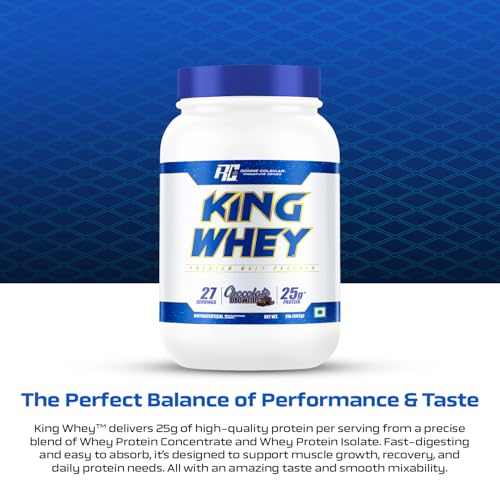 Image of Ronnie Coleman Signature Series King Whey Protein, 907g + Creatine XS, 300g | Chocolate Brownie | 27 Servings | Unflavoured Creatine | Combo Pack