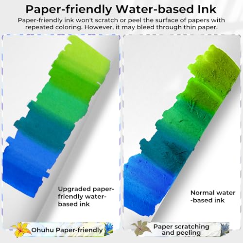 Image of Ohuhu Markers Paper-friendly No Peeling Water-based Coloring Marker 60 Colors Dual Brush Fine Tips Markers for Adult Coloring Books No Bleeding Art Markers for Kids Adults Beginner Calligraphy