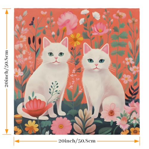 Servilletas de Tela con Gatos y Flores Set x6 50.5x50.5 cm miniatura 2
