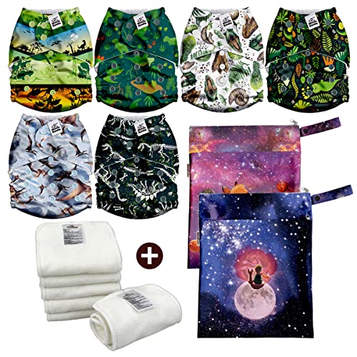 Mama Koala 2.0 Baby Cloth Diapers With 6 Inserts Bundle(Dinoville), With Wet Dry Bags, 2Pcs #TOP10