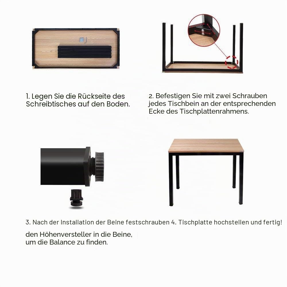 sogesfurniture Schreibtisch Computertisch Büromöbel PC Tisch, Stabil Bürotisch Arbeitstisch Esstisch aus Holz und Stahl, Einfache Montage, 120x60x75cm, Teak & Weiß AC3TW-120-SF