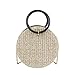 Sac De Paille Rond Sac à Main d'été Pour Femme en Boho Rotin Bandoulière à Porter à l'épaule Pour Voyage Date et Vacances Kaki