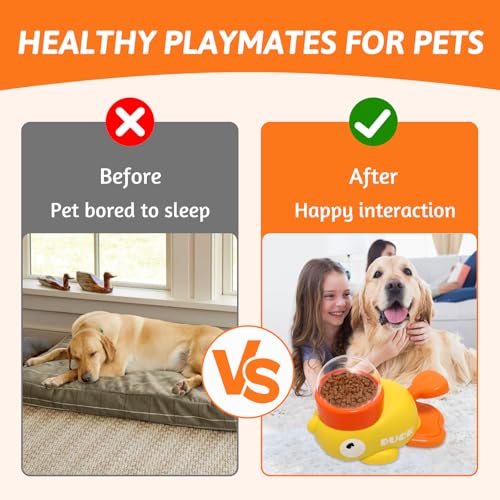Entenform Interaktive Futterspender,Hund Slow Feeder Spielzeug,2 in 1 Slow Feeder Hund Intelligenzspielzeug,Duck Dog Treat Food Dispenser,Interaktives Hundespielzeug für Hunde Katzen