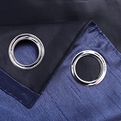 Image of GYROHOME Extra Wide Navy Blueout Curtain for Sliding Glass Door, Faux Silk Navy Blueout Curtains Fully Lined Solid Window Treatment Drapes (1Panel,100x108inch,Navy Blue)