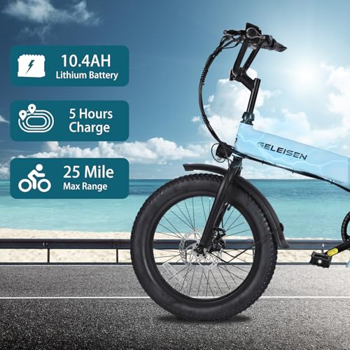 Folding Electric Bike for Adults, 20"×3.0 Fat Tire Electric Bicycle, 374.4Wh Battery Ebike, 20MPH Electric Cargo Bike with LCD Color Display & 6 Speed Gears (Fits for 5'0"+) - Image 2