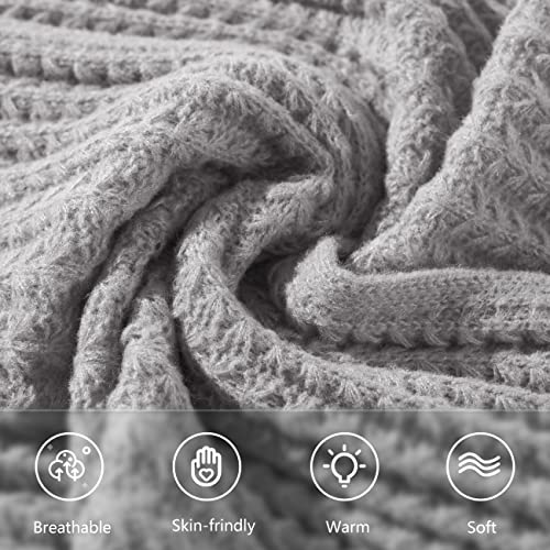 وشاح محبوك من الباشمينا الناعم بلون سادة للنساء والرجال والاطفال من اورانزت، رمادي، مقاس واحد