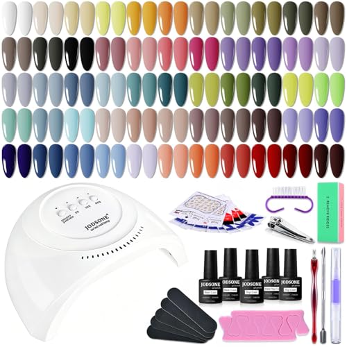 JODSONE 60 PCS Gel Nail Polish Kit with U V Light 55 Colors Gel P...