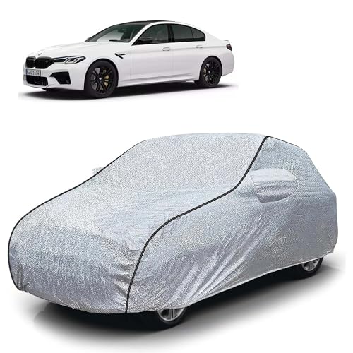 Image of Sulfar 100% Waterproof Car Body Cover Compatible with Mirror for BMW M5 (Triple Stitched, Full Bottom Elastic, Magic Silver with Black Piping)