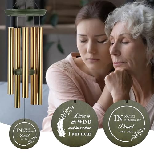 Image of ASTARIN Memorial Angel 36 inch Wind Chimes, Personalized Name Sympathy Wind Chime, in Memory of Loss Mom Loved One, Large Deep Tone Bereavement Windchimes for Outdoors Outside(Produced in Texas)