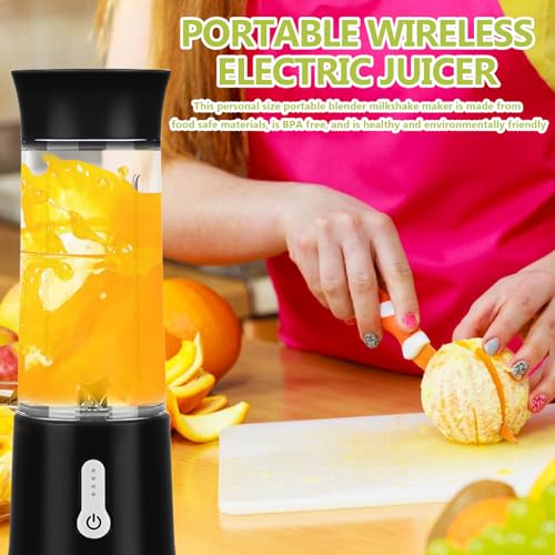 Draagbare mixer, 500 ml, oplaadbare USB-blender, draagbare persoonlijke mixer, mini-mixer, smoothiemaker met 6 messen, persoonlijke mini-blender, draagbare fruitblender voor keuken, sportschool - Afbeelding 6