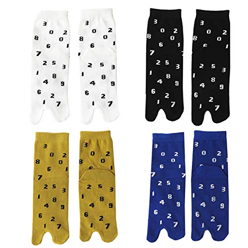 Papermore Flip-Flop Socks Split Toe Tabi Socks Ninja Geta Socks 4-Pairs Pack Stylish Women Tabi Socks