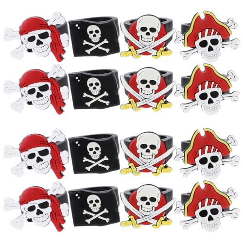 BESTOYARD 32 Pcs Pirate Soft Rubber Ring Children's Ring Ring Halloween Finger Rings Pirate Party Supplies Kids Halloween Party Pirate Rings Pvc Jewelry European and American