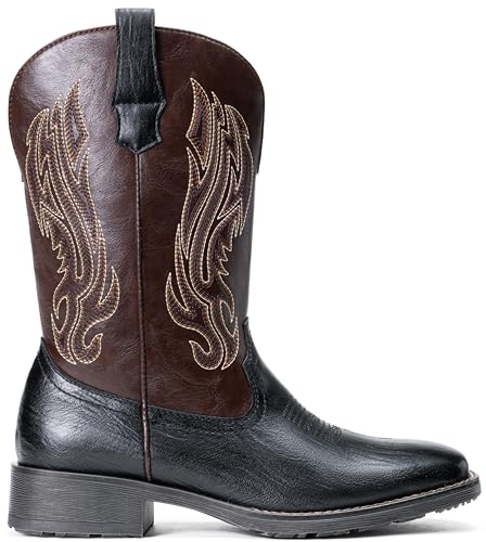 Image of Jousen Cowboy Boots for Men Embroidery Men's Western Boots Retro Square Toe Mens Boot Botas Vaqueras Para Hombre