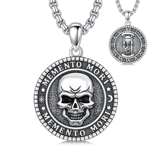 Collier tête de mort sablier argent PROESS Memento Mori, portez un message fort au cou