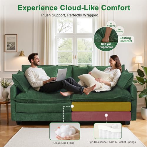 77-Cloud-Chenille-Sofa-Set-with-Pillows-Deep-Seat-Loveseat-Couch-for-Apartments-Space-Saving-2-Seater-with-Solid-Wood-Frame-Easy-Assembly-1YR-Guarantee