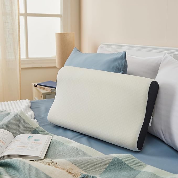 MASHUR FAB Cervical Contour Memory Foam Pillow for Sleeping,Orthopedic Pillow for Neck Pain, Support for Back,Stomach,Side Sleepers, with Breathable Zip Cover (Black) 3
