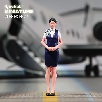 Miniature Figures Model,1/18 1/24 1/43 1/64 1/87 Scale 3pcs Flight Attendant Tiny People Figurine Resion Simulation Diorama Figure Scene Props for Decoration Collection Cars Vehicle (1/18 Scale)