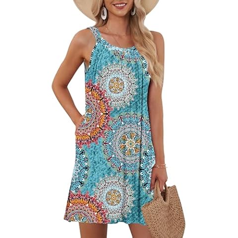 AUSELILY Women's Summer Halter Dress with Pockets Cover