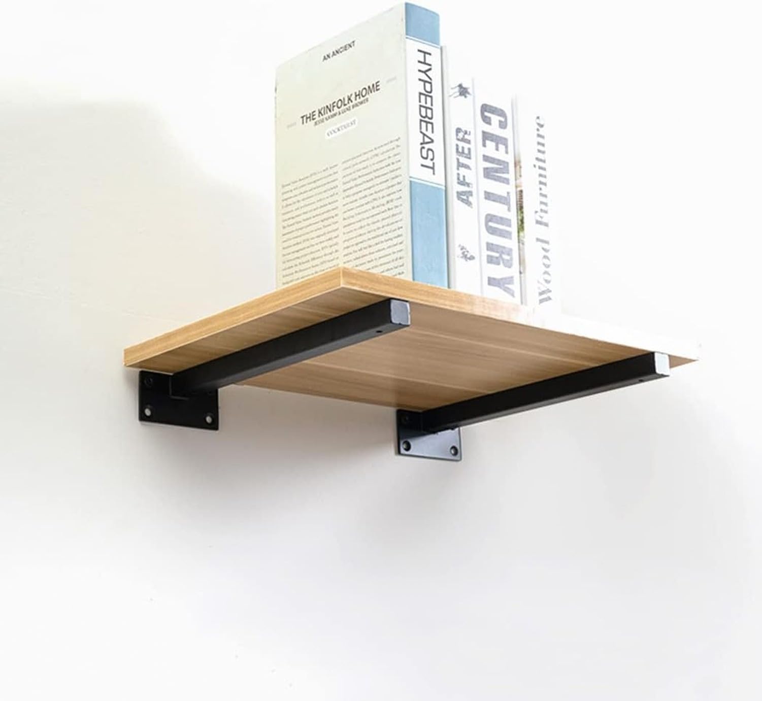 4 Pezzi Staffe Mensola Tubo Quadro Acciaio Inox Supporto Industriale Muro Resistente Staffa da Parete, per Cucina, Camera da Letto, Soggiorno, Nero, 450mm/17.7in, 450mm/17.7in