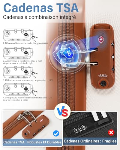 Valise cabine 55 x 35 x 20 rigide dotée de 4 roulettes multidirectionnelles