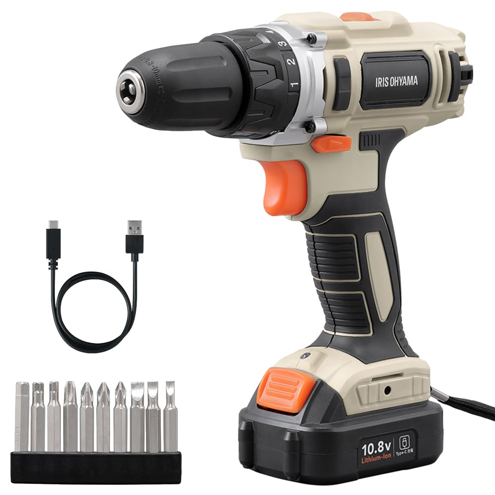 アイリス JCD28 ドライバドリル 中古品 バッテリ10.8V一個/充電器/ビットセット付 【ハンズクラフト宜野湾店】 Amazon | アイリスオーヤマ 充電式ドライバドリル10.8V JCD28TC サンド