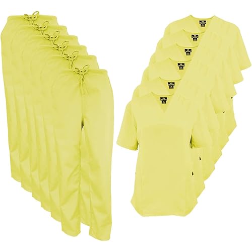 Natural Uniforms Women's Scrub Set Medical Scrub Tops and Pants - Pack of 6 Set