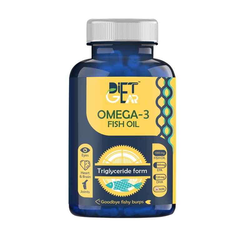 Diet Gear 3X Triple Strength Omega 3 Fish Oil Capsules 1250 mg omega 3, 550 mg EPA and 350 mg DHA - Re-Esterified Triglyceride Form for Optimal Absorption, No Fishy Burps - 30 Capsules (B0D269QDY5) Amazon Price History, Amazon Price Tracker