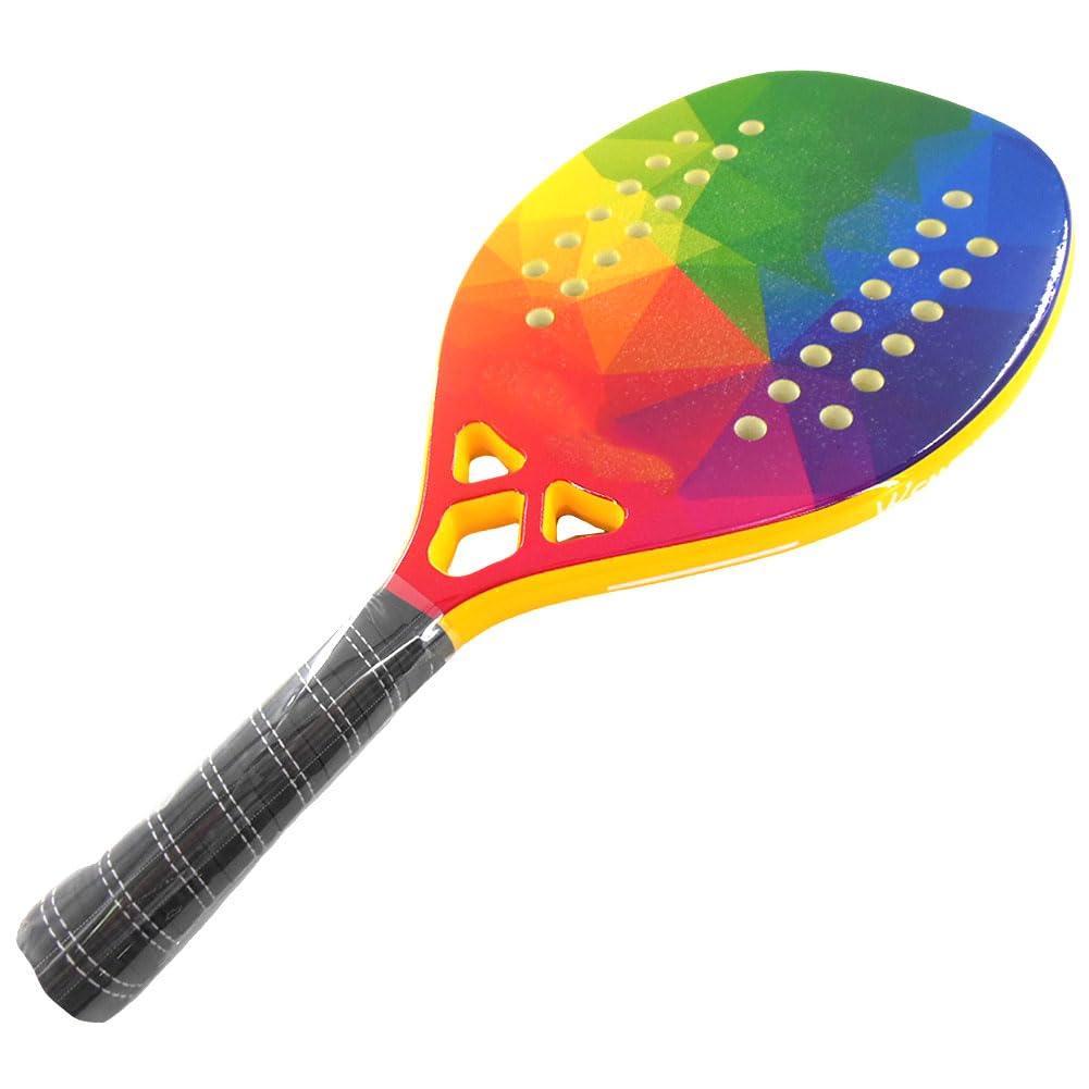 Racchetta da beach tennis, faccia in grana di fibra di carbonio, racchetta da beach tennis con nucleo in schiuma EVA, attrezzatura sportiva da spiaggia professionale con borsa per il trasporto A