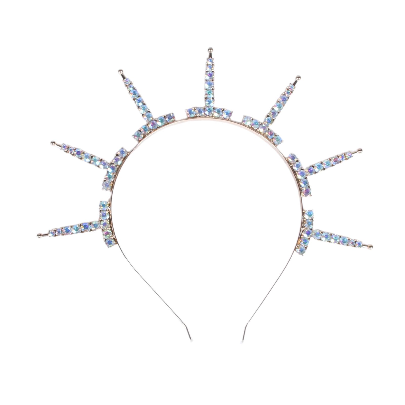 Crystal Spikes Hairhoop For Galas Night Tiaras Crowns Hairhoop Elegant Hairband Vintage Headwear Stage Performances Crowns Party Tiaras