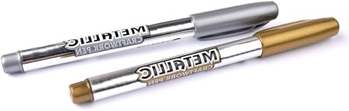 Miniatura 9 de MyLifeUNIT Rotuladores metálicos, paquete de 10 marcadores permanentes dorados y plateados, punta fina (5 dorados, 5 plateados)