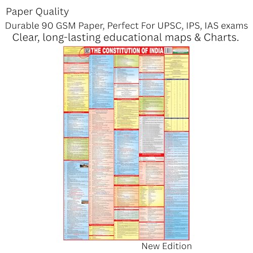Image of Editone International The Constitution of India Chart for Wall with QR Code | Competitive Exam Prepration for UPSC, IAS, IPS, with Non-Laminated Paper Print (36 x 23 inch) (English)