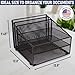 Office Desk Organizer Metal Mesh with 3 Paper Trays and 2 Vertical Upright Sections, Desktop File Holder for Letter Size A4, Folders, Stationary, and Desk Accessories Black