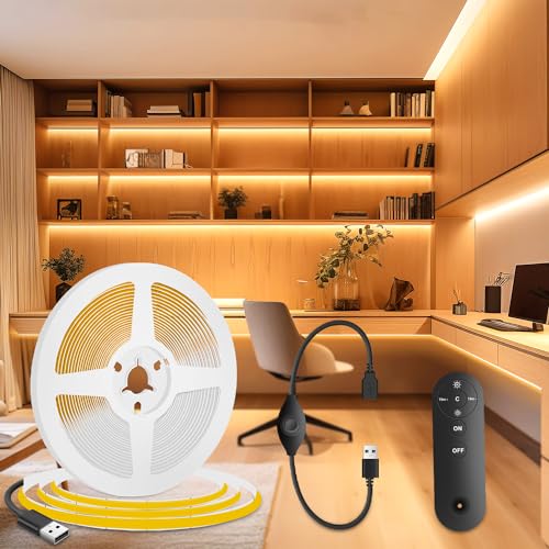 Tira de LED COB USB 5mm 5V Dimmable Flexible 2.5m 320 LEDs/m miniatura 2