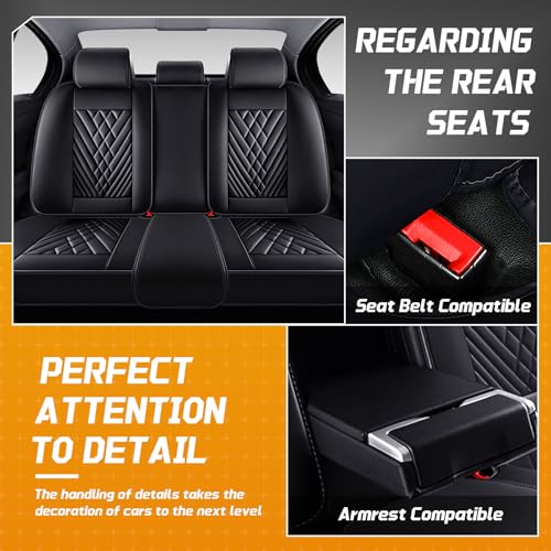 Image of Fit for Toyota RAV4 Seat Covers Full Set 2008-2026 | Nappa Leather Seat Covers for RAV4 Full Set, Airbag Compatible, Full Coverage Seat Protectors, Easy Install(Black)