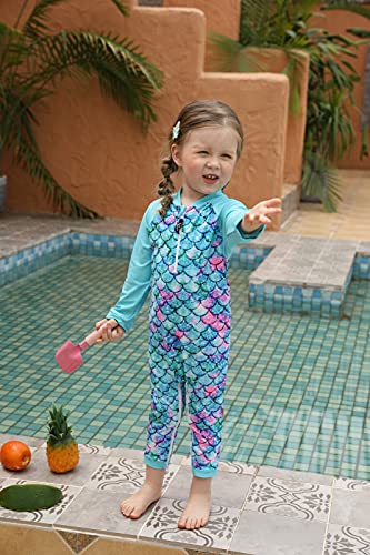 Image of weVSwe Baby Girl Toddler UPF 50+ Rash Guard Swimsuit Sun Protection Beachwear Zipper Bathing Suit 0-3 Years